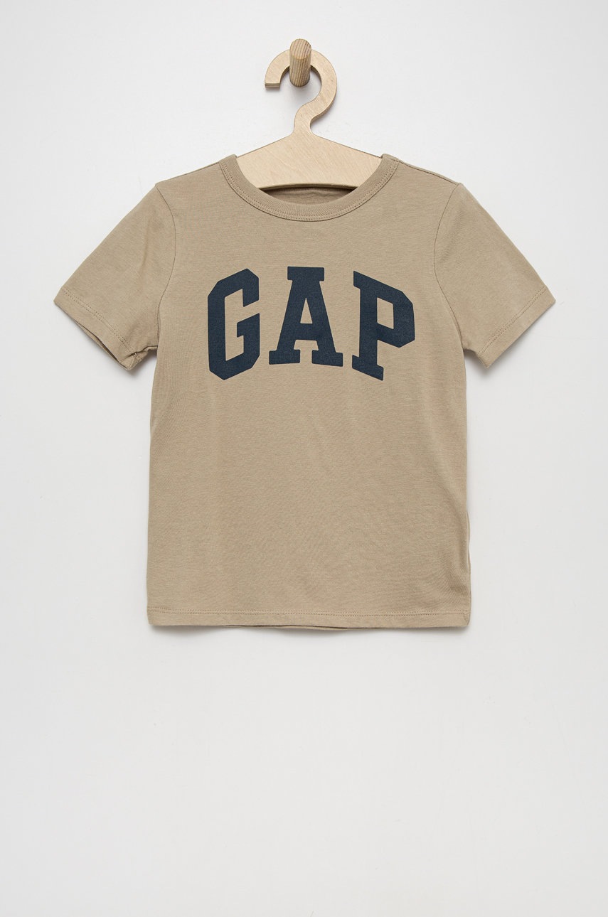 

Детска памучна тениска GAP в бежово с принт, Бежов