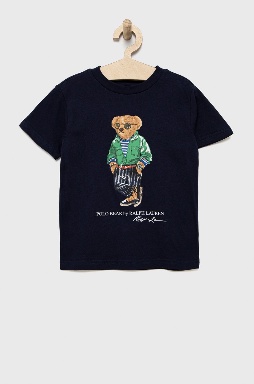 

Детска памучна тениска Polo Ralph Lauren в тъмносиньо с принт, Тъмносин