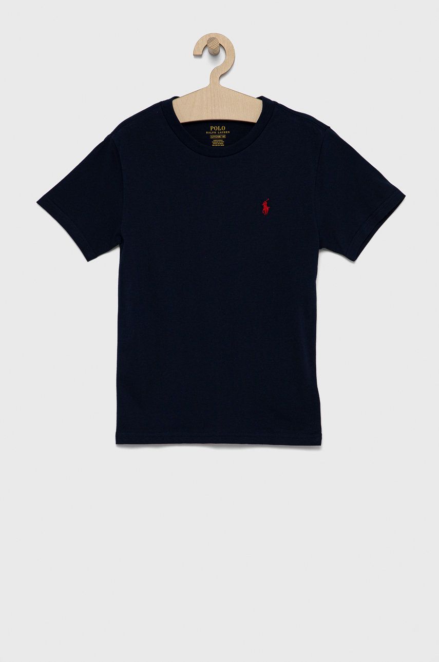 Polo Ralph Lauren T-shirt bawełniany dziecięcy kolor granatowy gładki