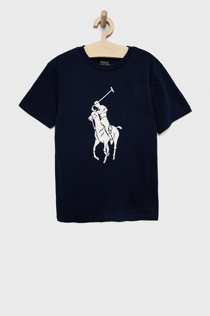 

Детска памучна тениска Polo Ralph Lauren в тъмносиньо с принт, Тъмносин