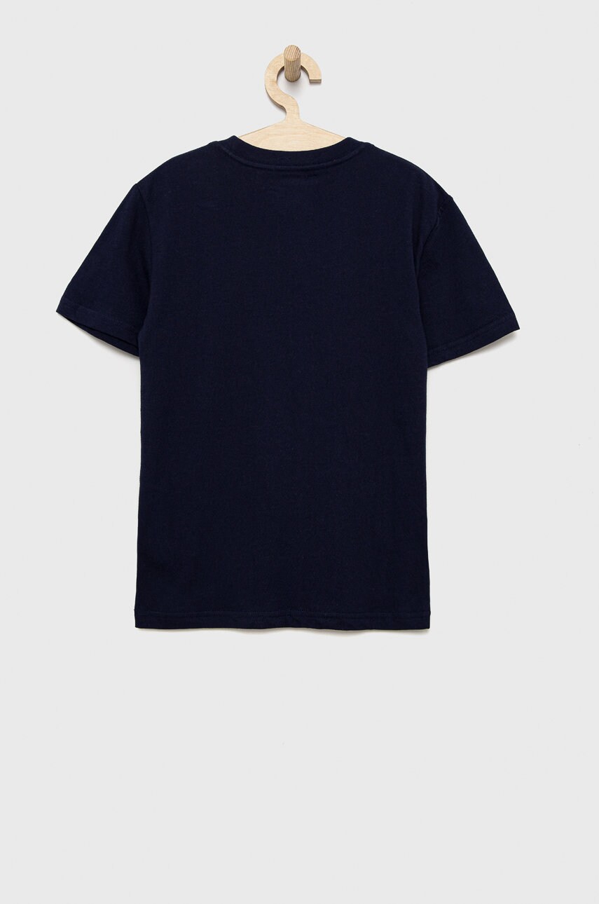 

Детская хлопковая футболка Polo Ralph Lauren цвет синий с принтом