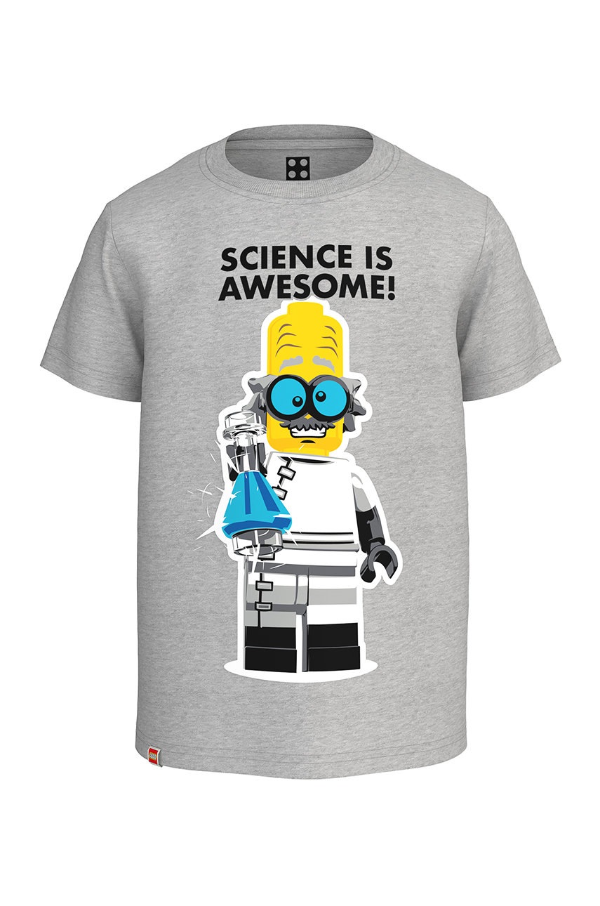 

Детска памучна тениска Lego Wear в сиво с принт, Сив