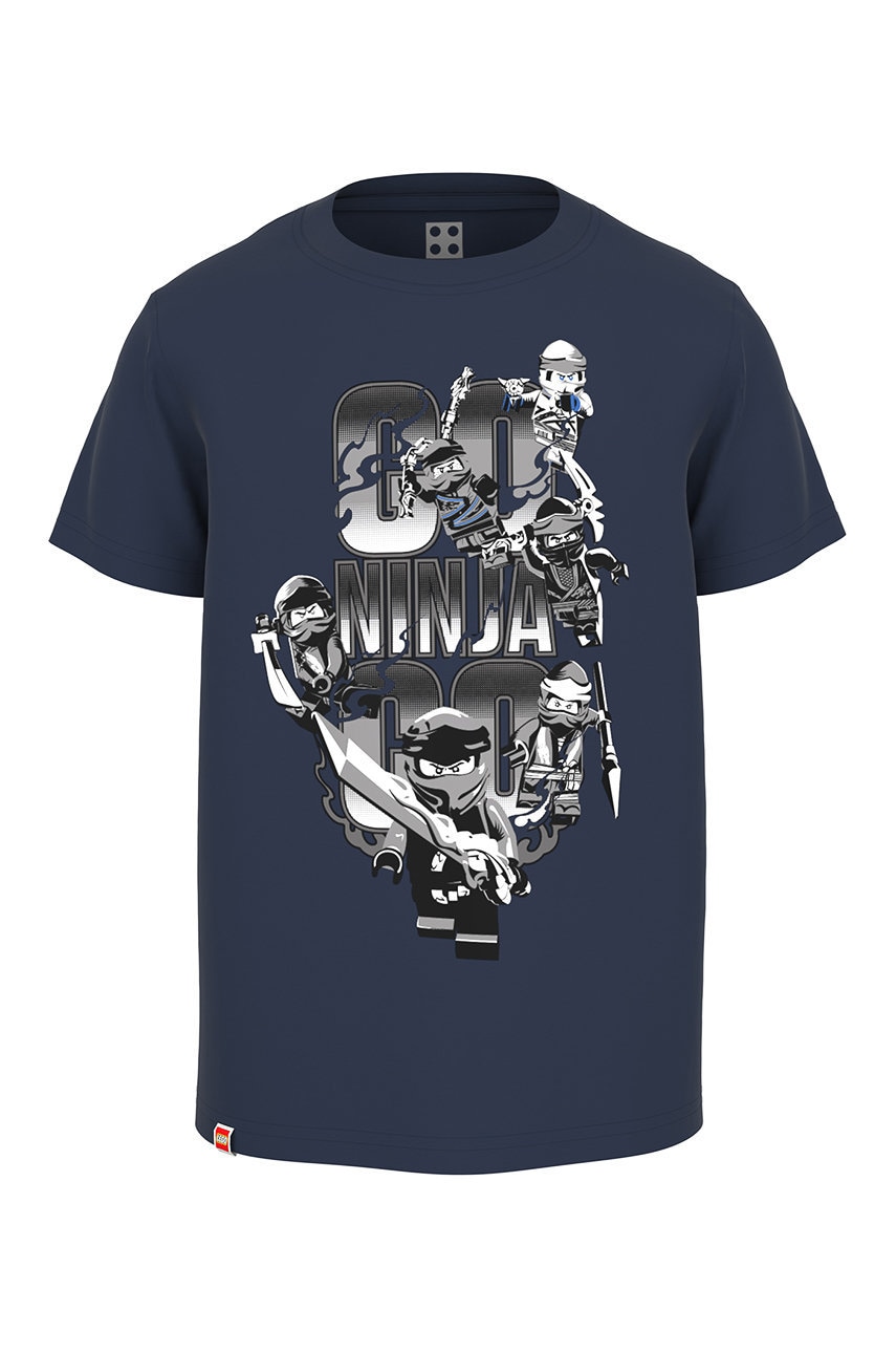 Lego wear tricou de bumbac pentru copii culoarea albastru marin, cu imprimeu