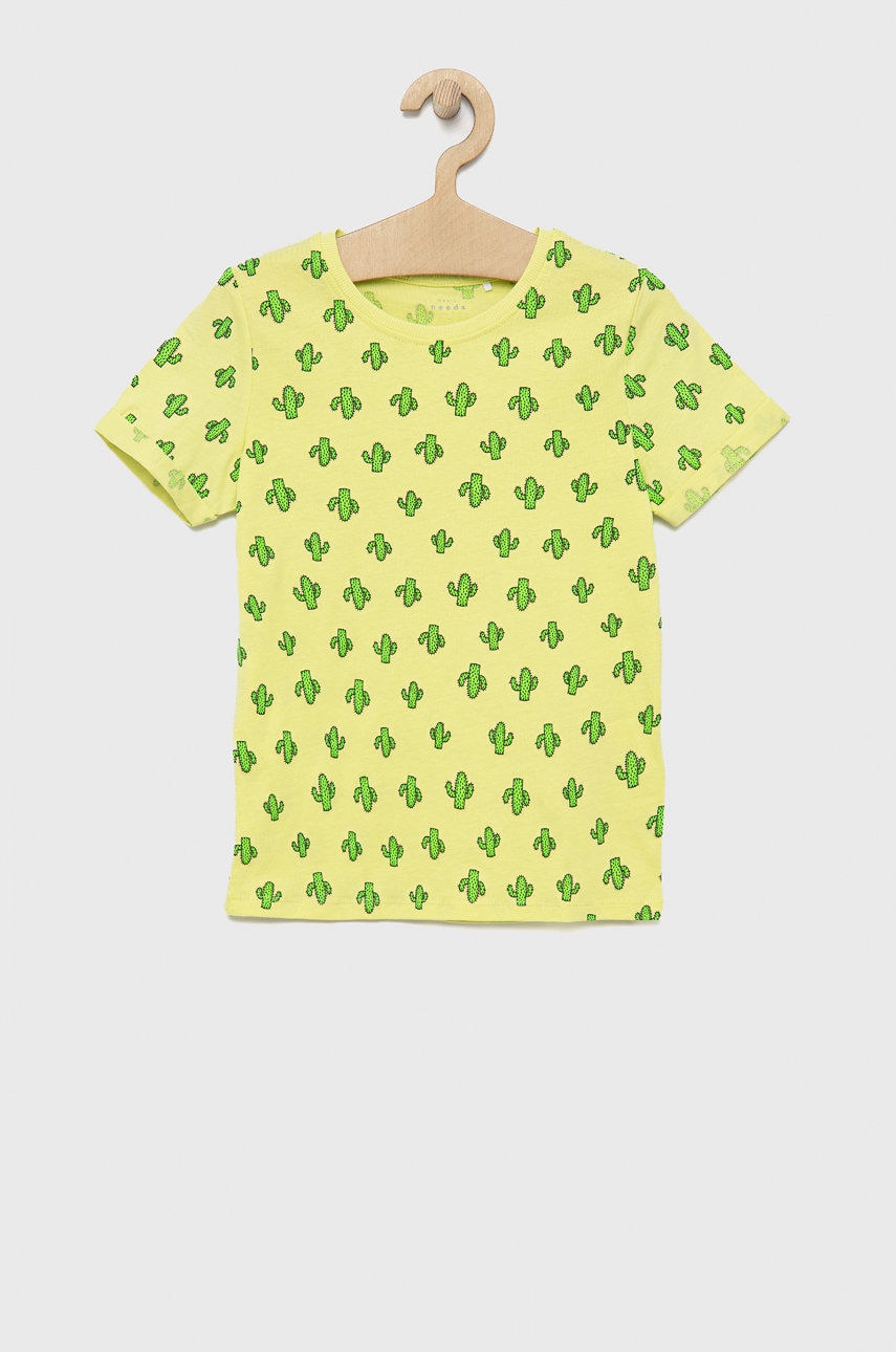Name It tricou de bumbac pentru copii culoarea verde, modelator