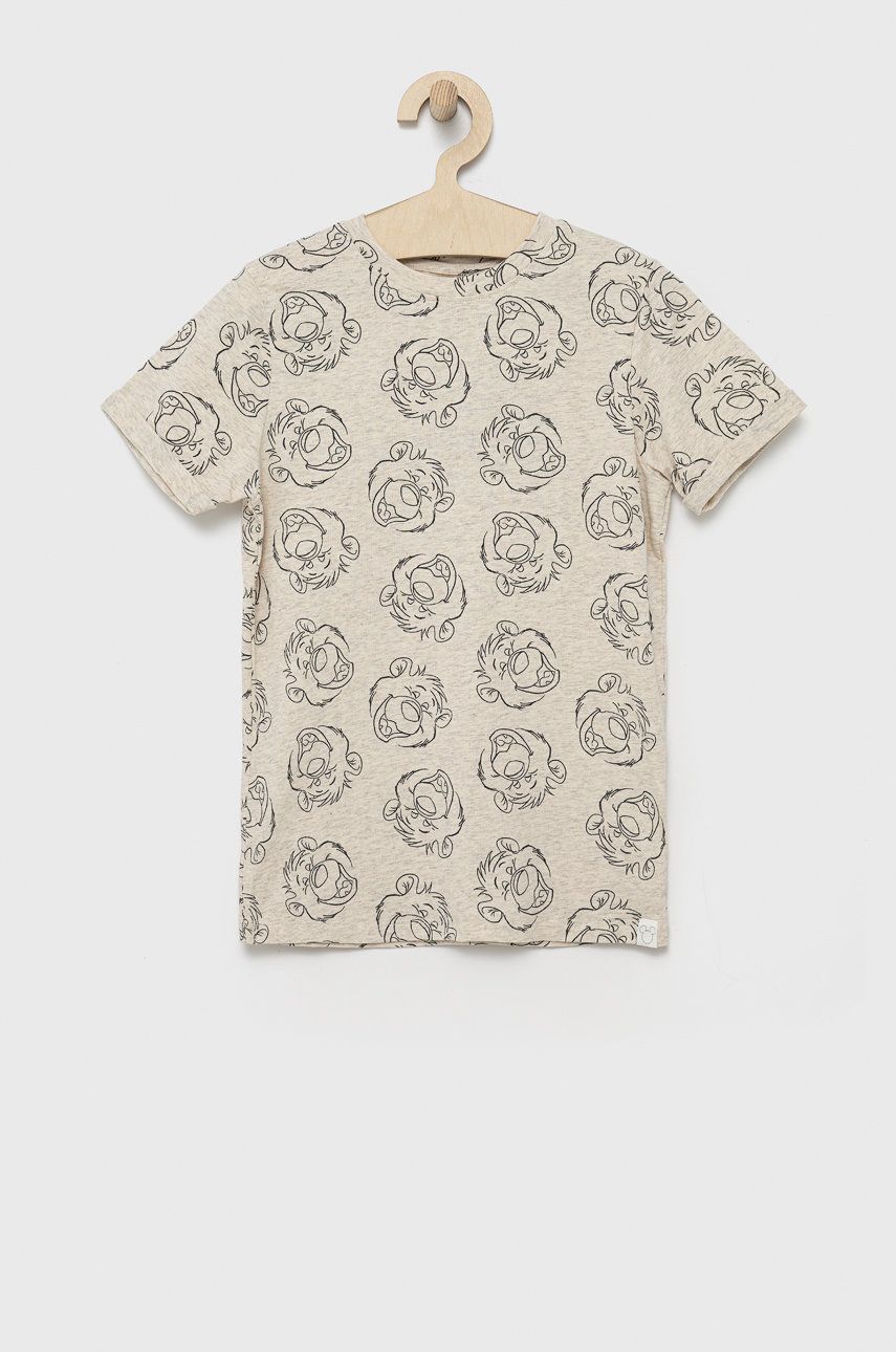 Dětské tričko Name it béžová barva, vzorovaný - béžová -  95% Organická bavlna