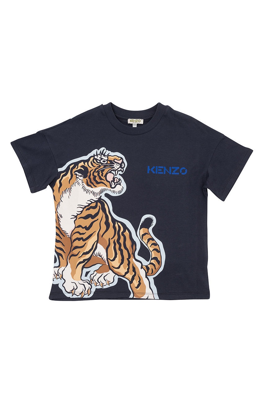 

Дитяча бавовняна футболка Kenzo Kids колір сірий з принтом