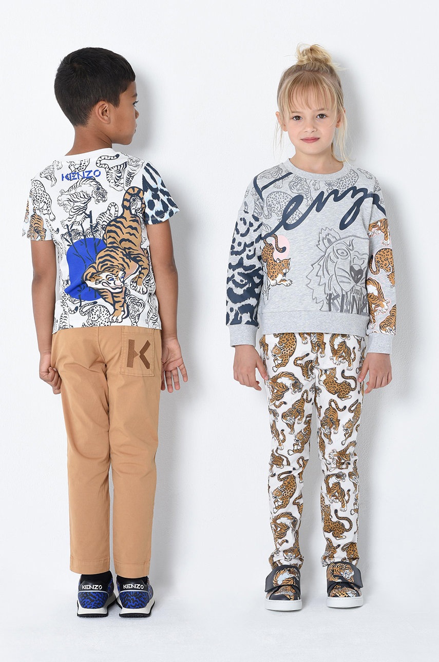 

Детская хлопковая футболка Kenzo Kids цвет белый узорный