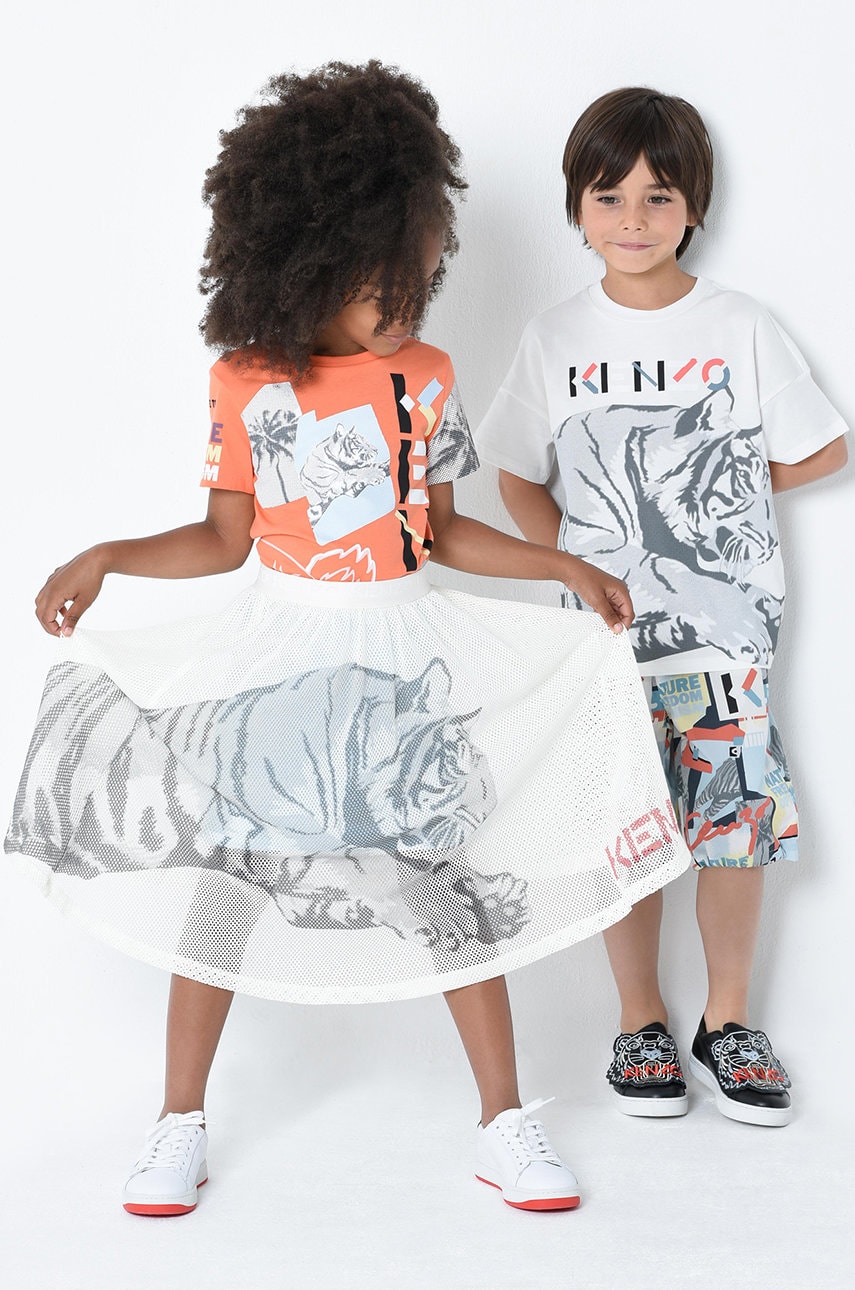 Kenzo Kids tricou de bumbac pentru copii culoarea alb, cu imprimeu