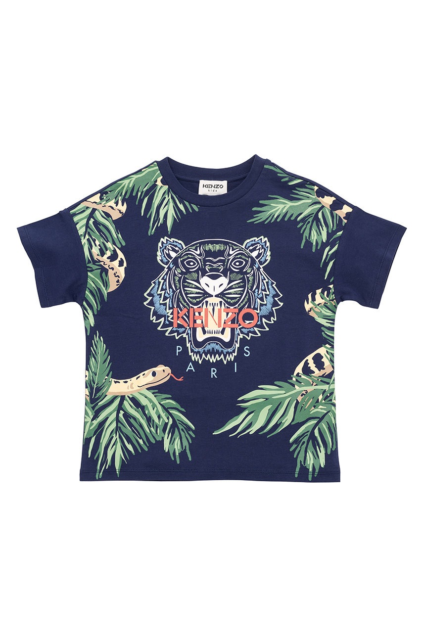 

Детска памучна тениска Kenzo Kids в тъмносиньо с принт, Тъмносин
