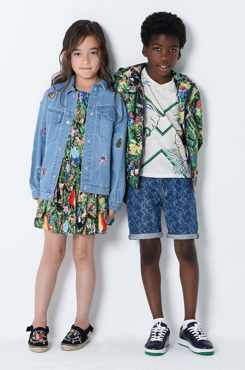 

Детска памучна тениска Kenzo Kids в бежово с десен, Бежов