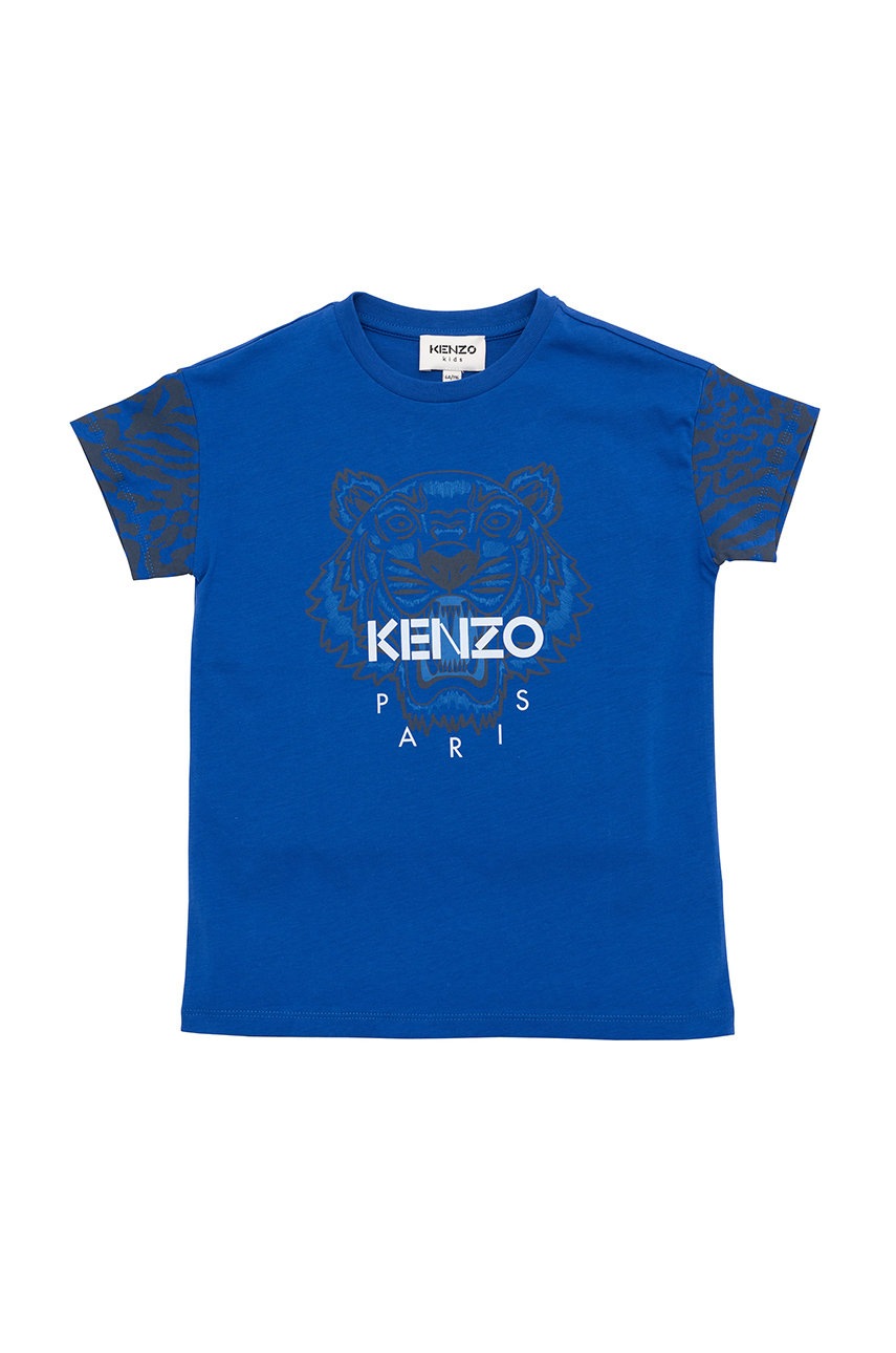 

Детска памучна тениска Kenzo Kids с принт, Син