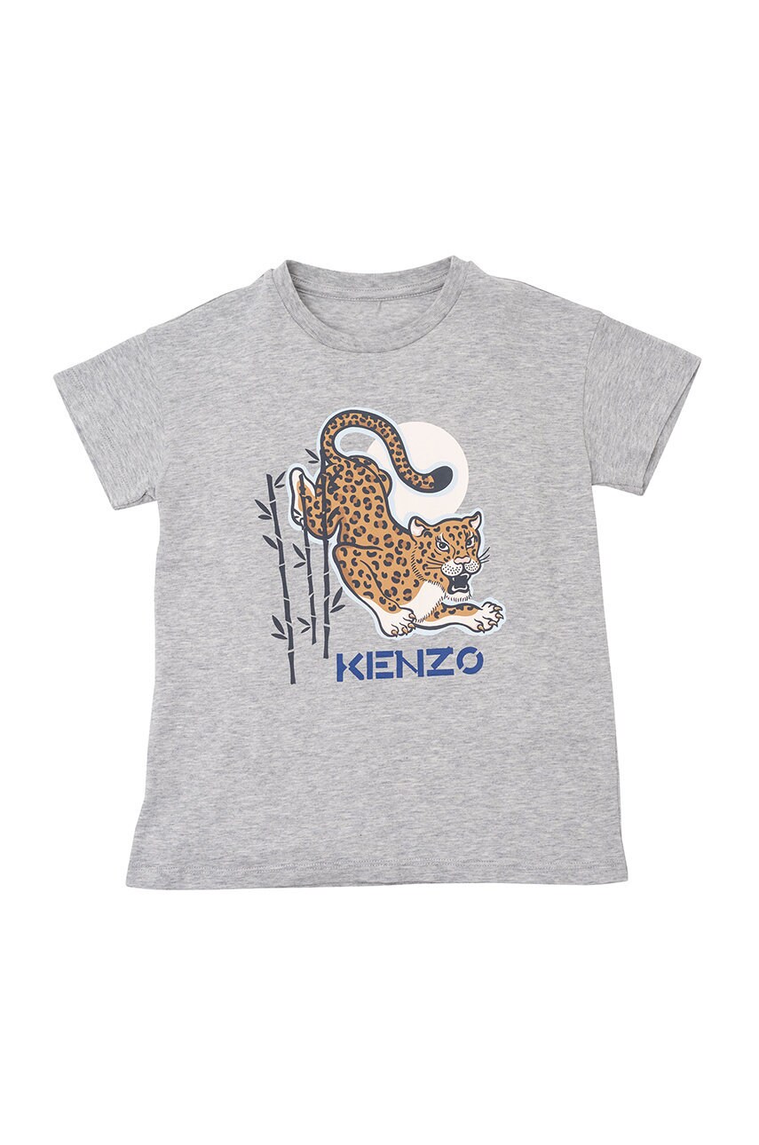 

Детская хлопковая футболка Kenzo Kids цвет серый с принтом