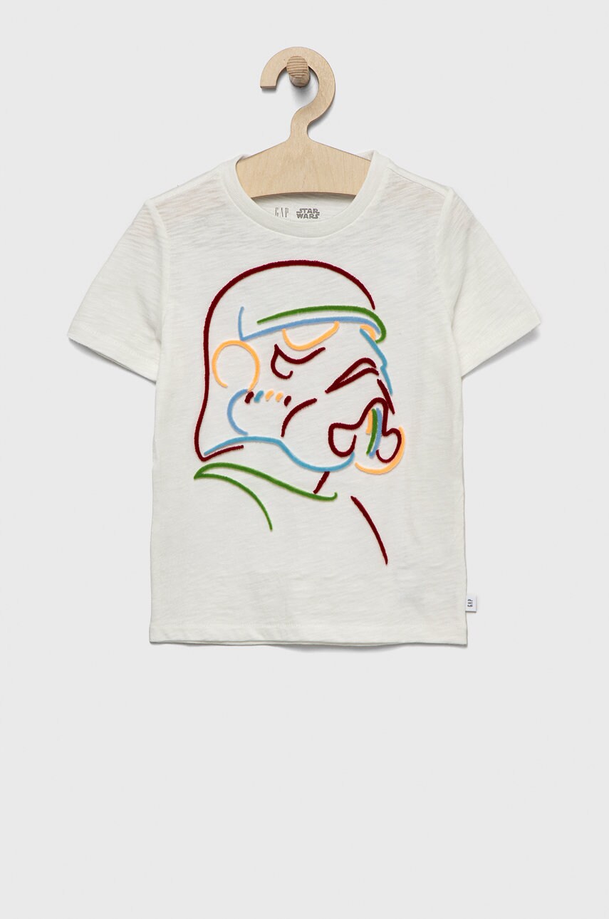 Gap tricou din bumbac culoarea alb, cu imprimeu