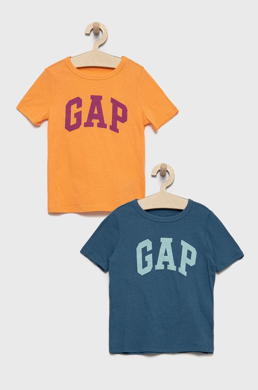 GAP tricou de bumbac pentru copii (2-pack) culoarea portocaliu, cu imprimeu