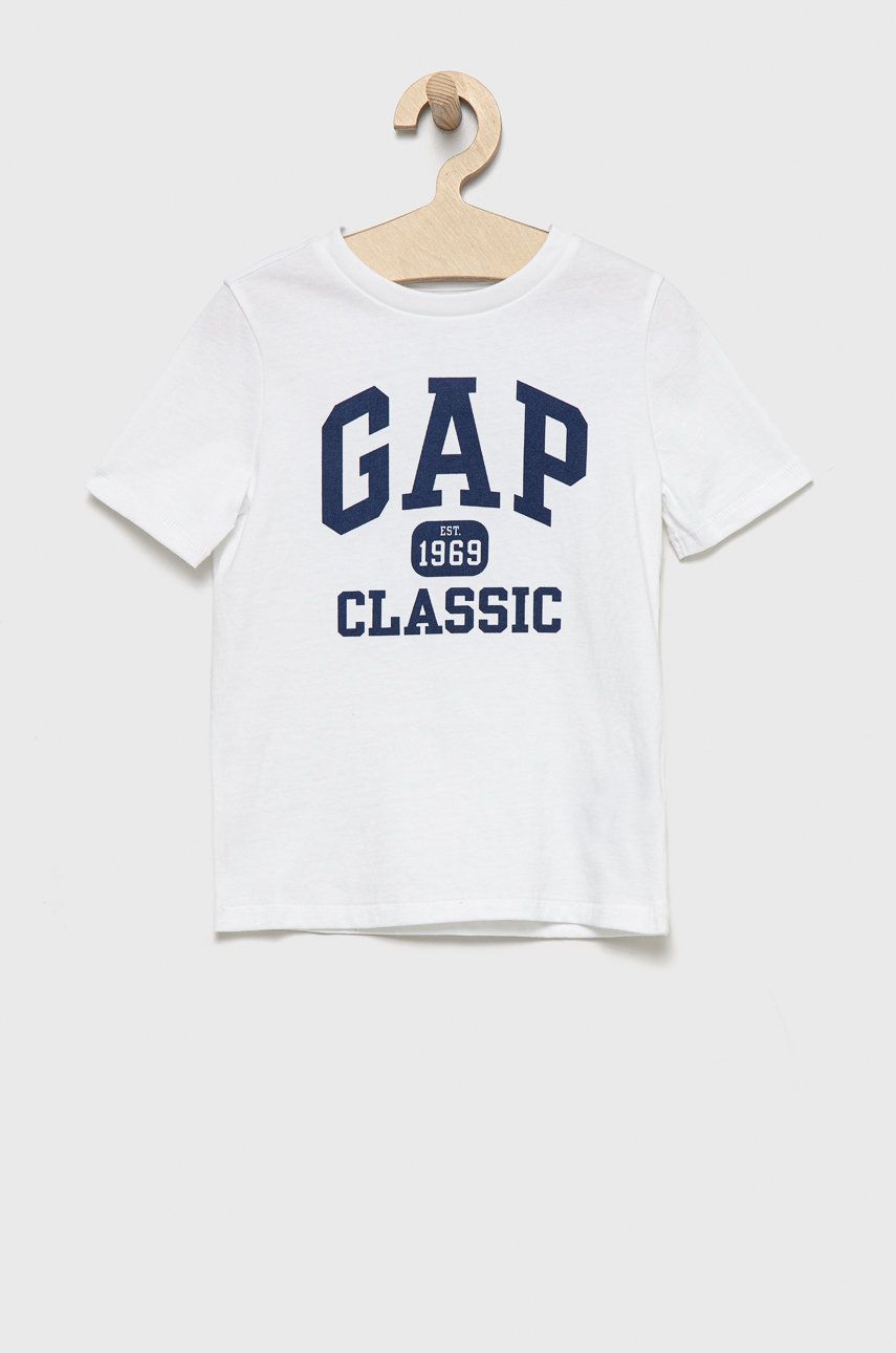GAP tricou de bumbac pentru copii culoarea alb, cu imprimeu