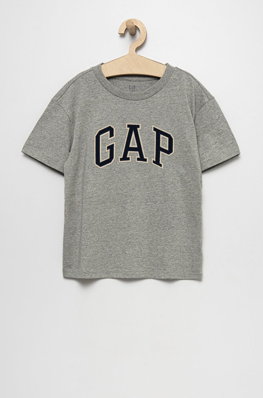 Dětské bavlněné tričko GAP šedá barva, s aplikací - šedá -  100% Bavlna