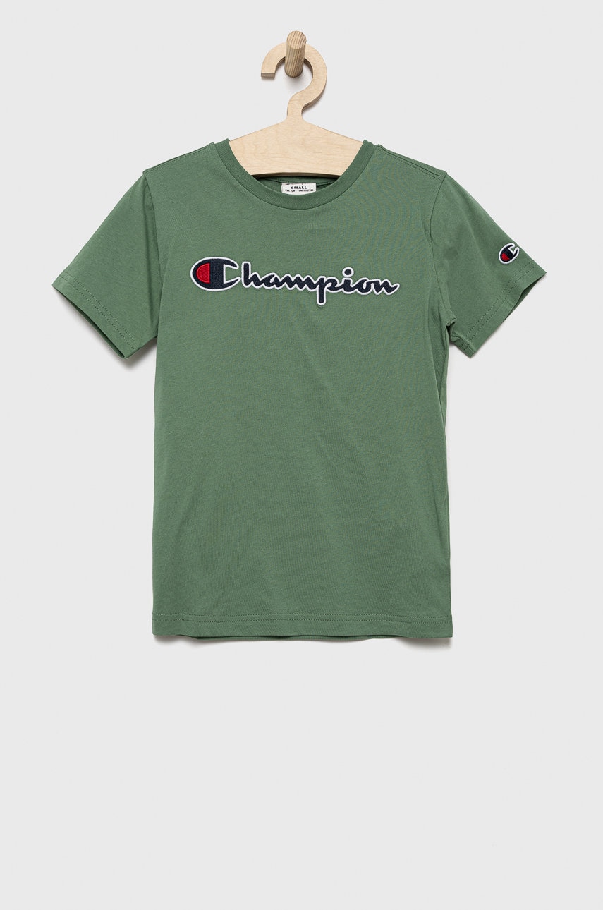 Champion tricou de bumbac pentru copii 305954 culoarea verde, neted