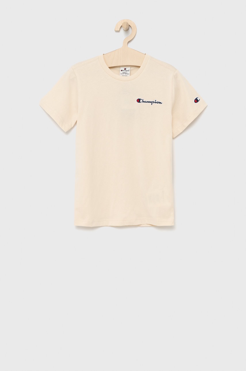 Champion tricou de bumbac pentru copii culoarea bej, cu imprimeu