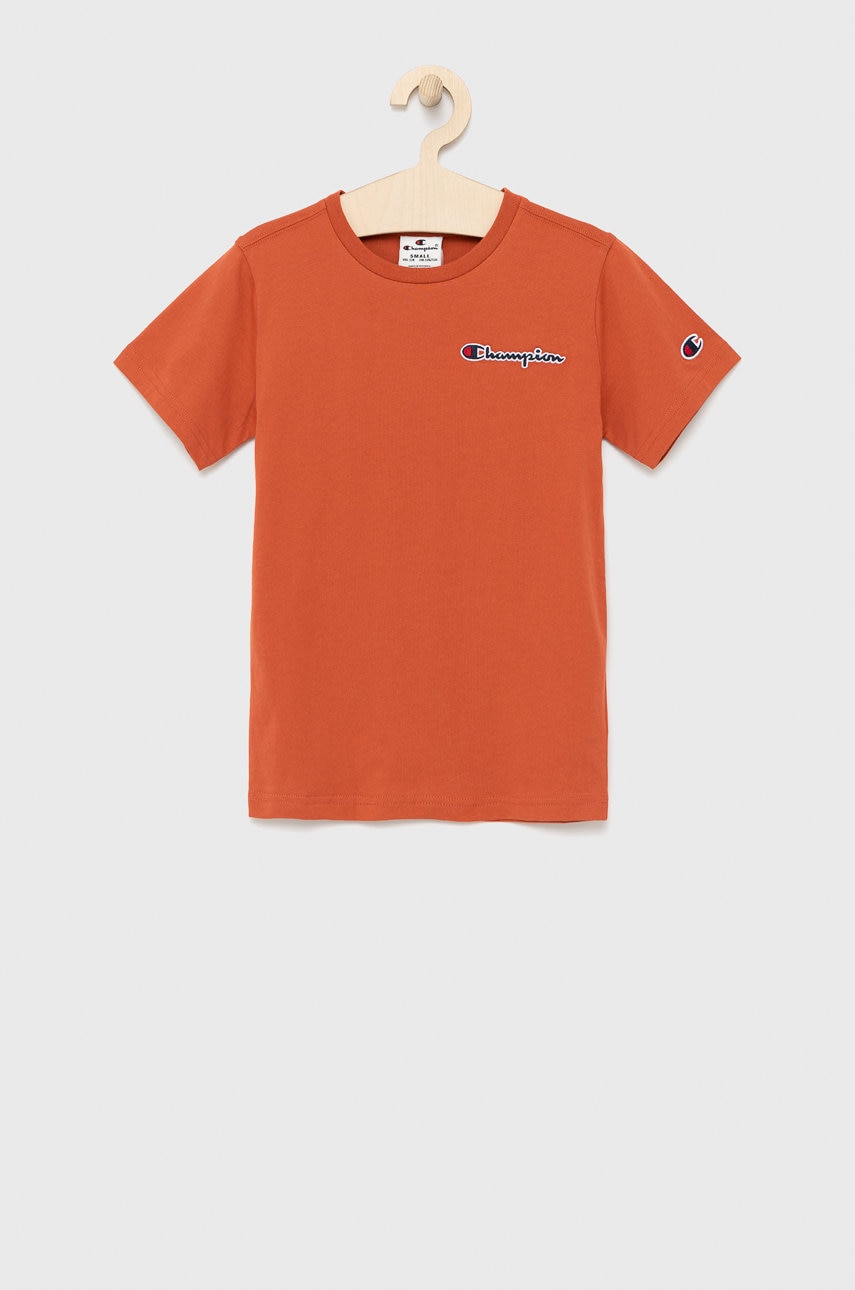 Детская хлопковая футболка Champion 305955 цвет красный с аппликацией Детская хлопковая футболка Champion 305955 цвет красный с аппликацией