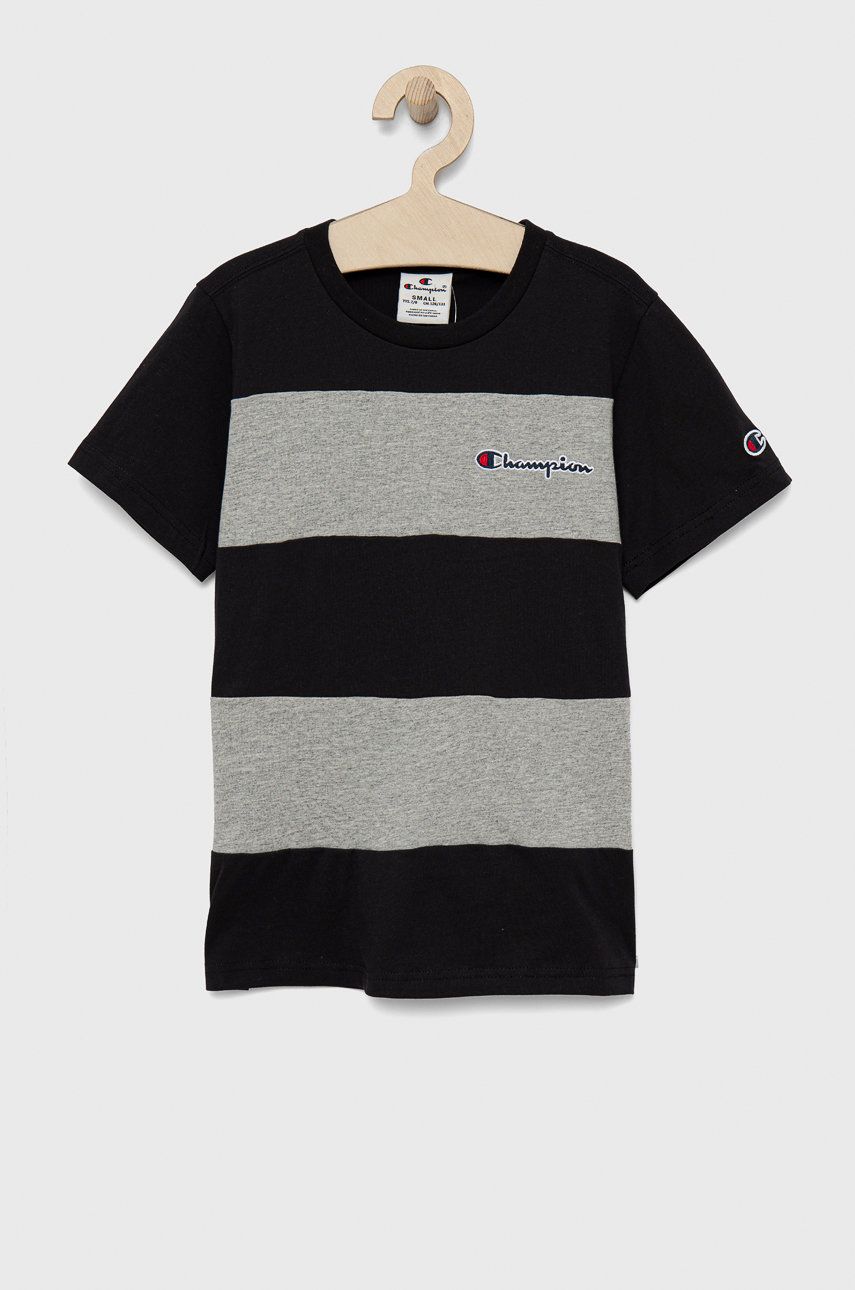 Dětské bavlněné tričko Champion 305959 černá barva, s aplikací - černá -  100% Bavlna