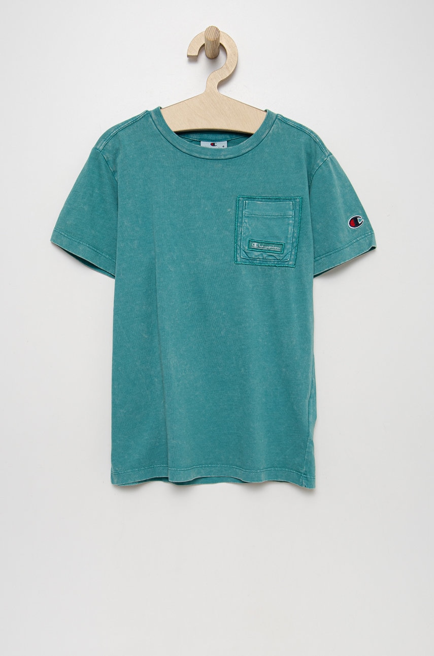 Champion tricou de bumbac pentru copii 305966 culoarea verde, neted