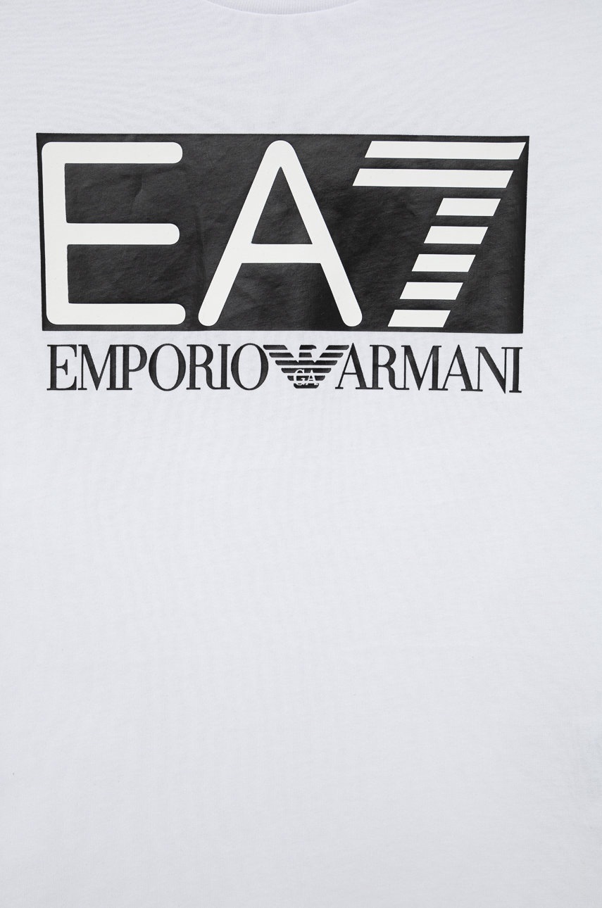 

Детская хлопковая футболка EA7 Emporio Armani цвет белый с принтом