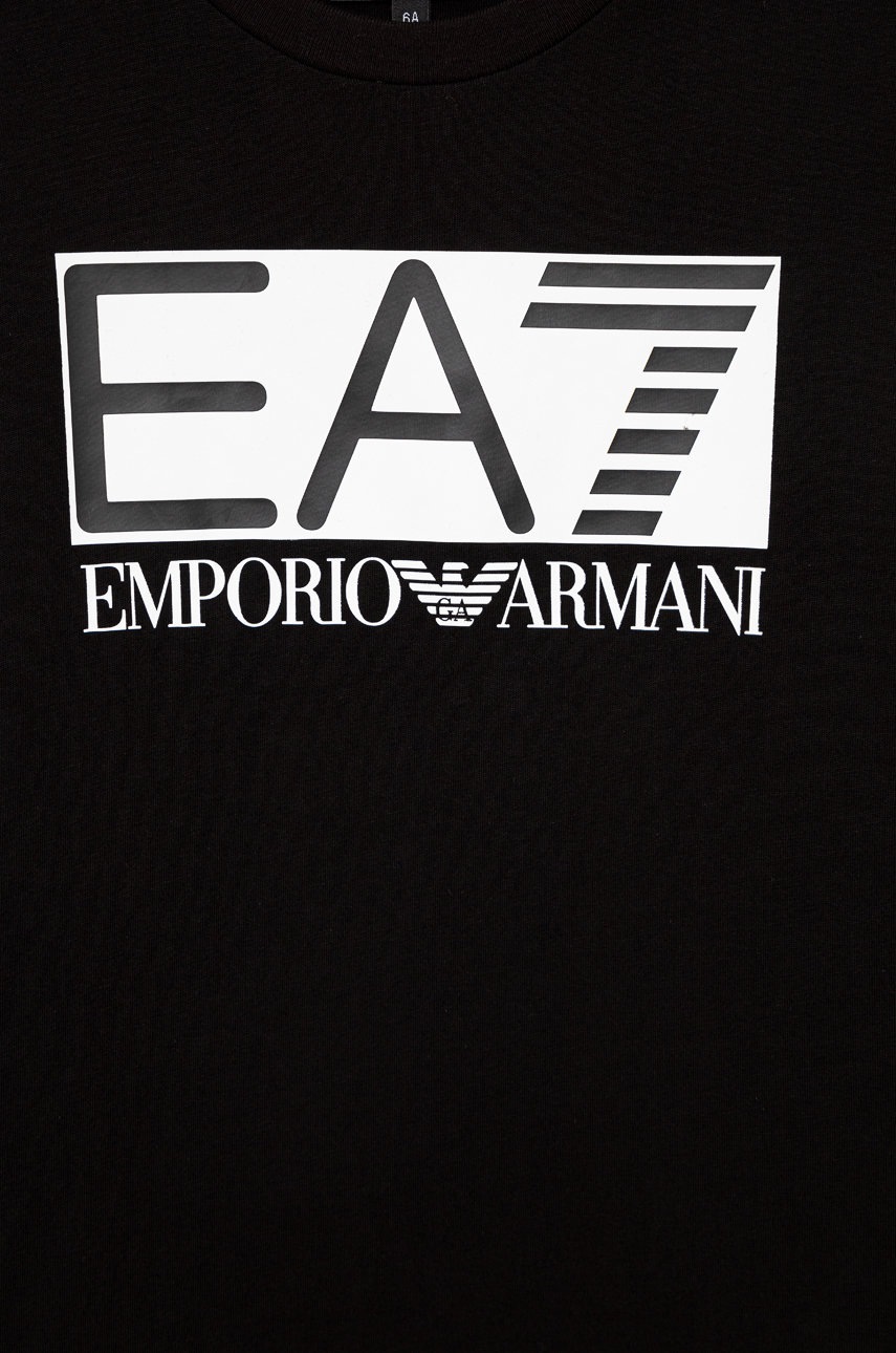 

Детская хлопковая футболка EA7 Emporio Armani цвет чёрный с принтом