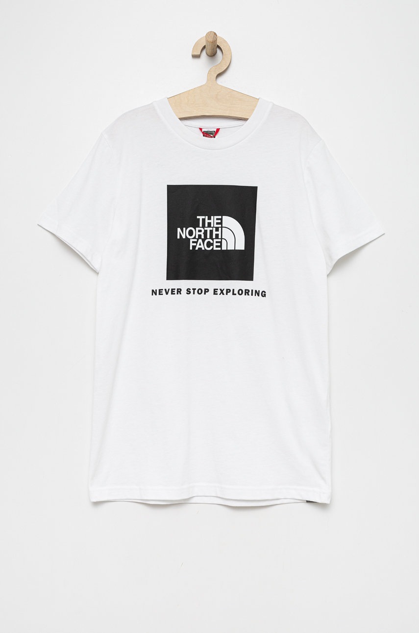 

Детска памучна тениска The North Face в бяло с принт, Бял