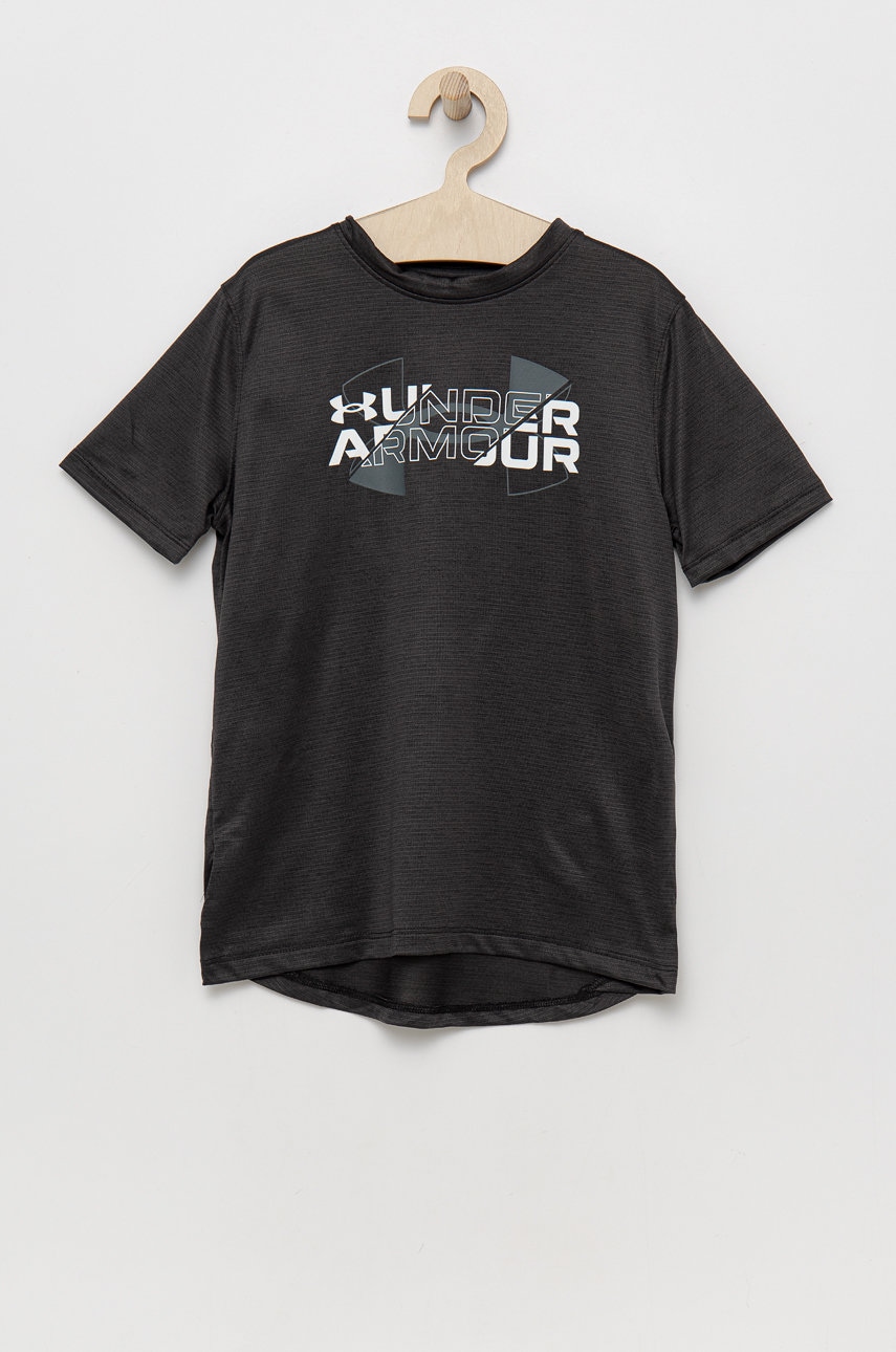 Дитяча футболка Under Armour 1361777 колір чорний з принтом Дитяча футболка Under Armour 1361777 колір чорний з принтом