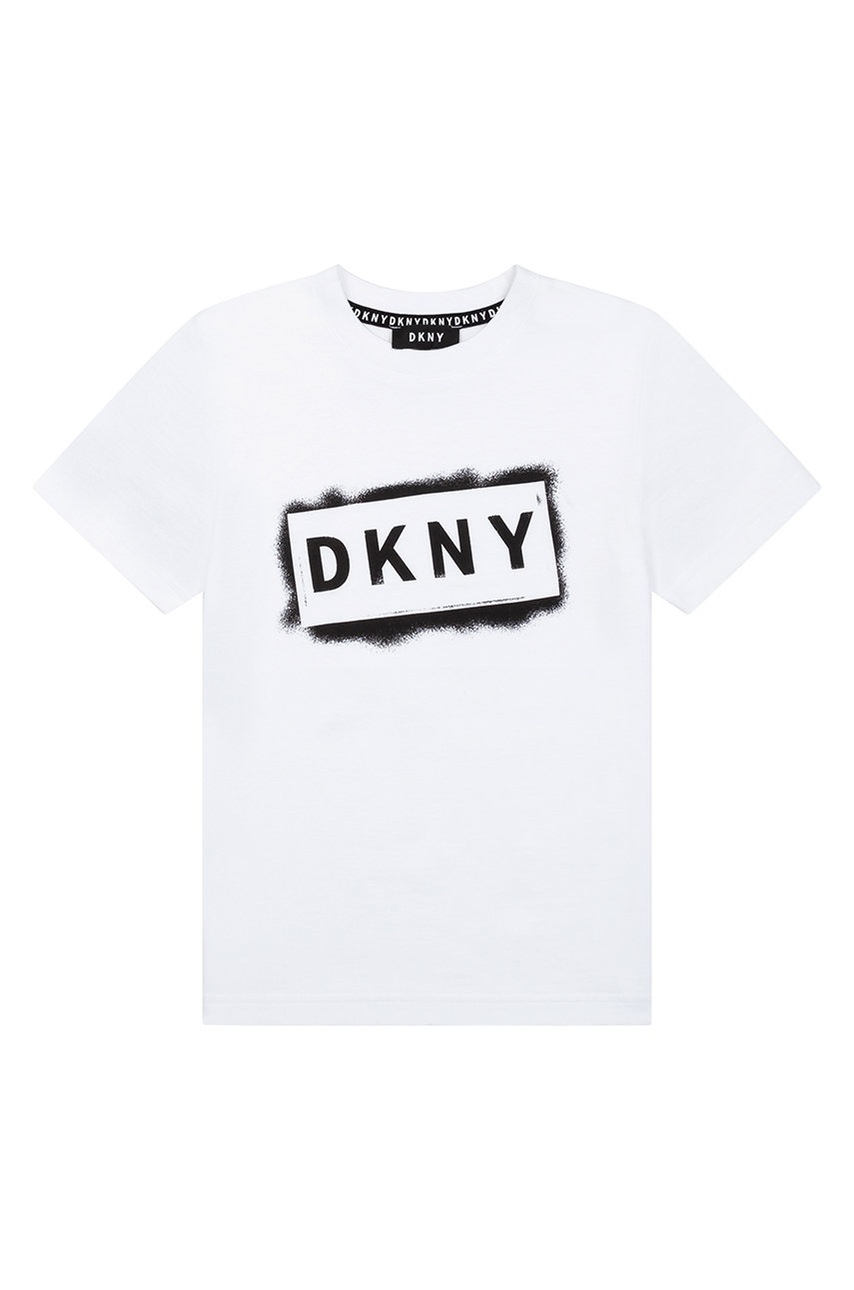 

Детска памучна тениска Dkny в бяло с принт, Бял