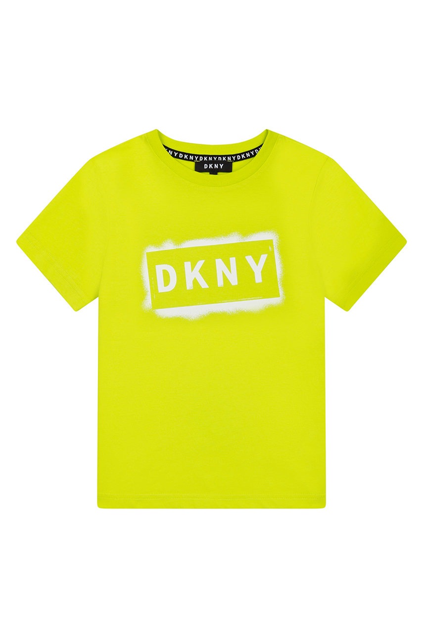 

Детска памучна тениска Dkny в зелено с принт, Зелен