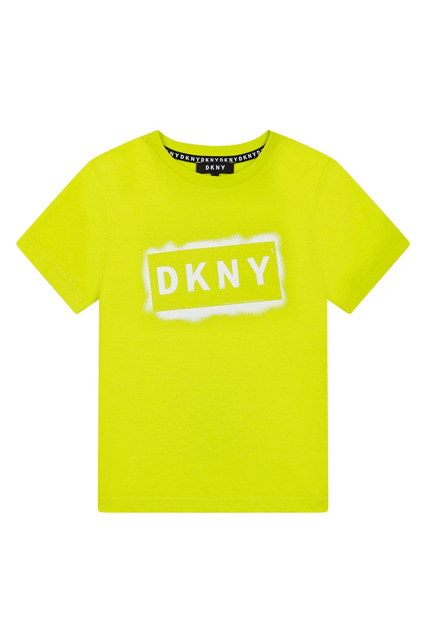 Dkny tricou de bumbac pentru copii culoarea verde, cu imprimeu