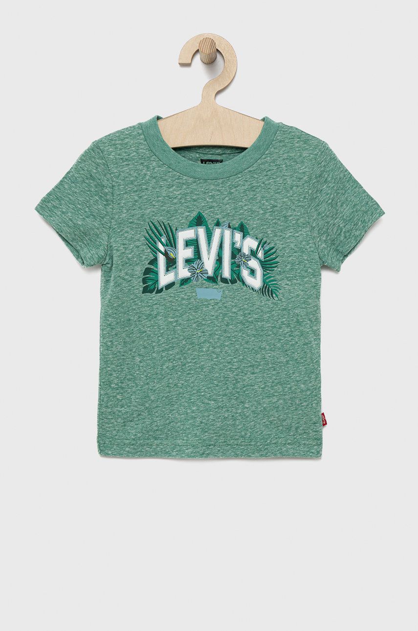 Levi's t-shirt dziecięcy kolor zielony z nadrukiem