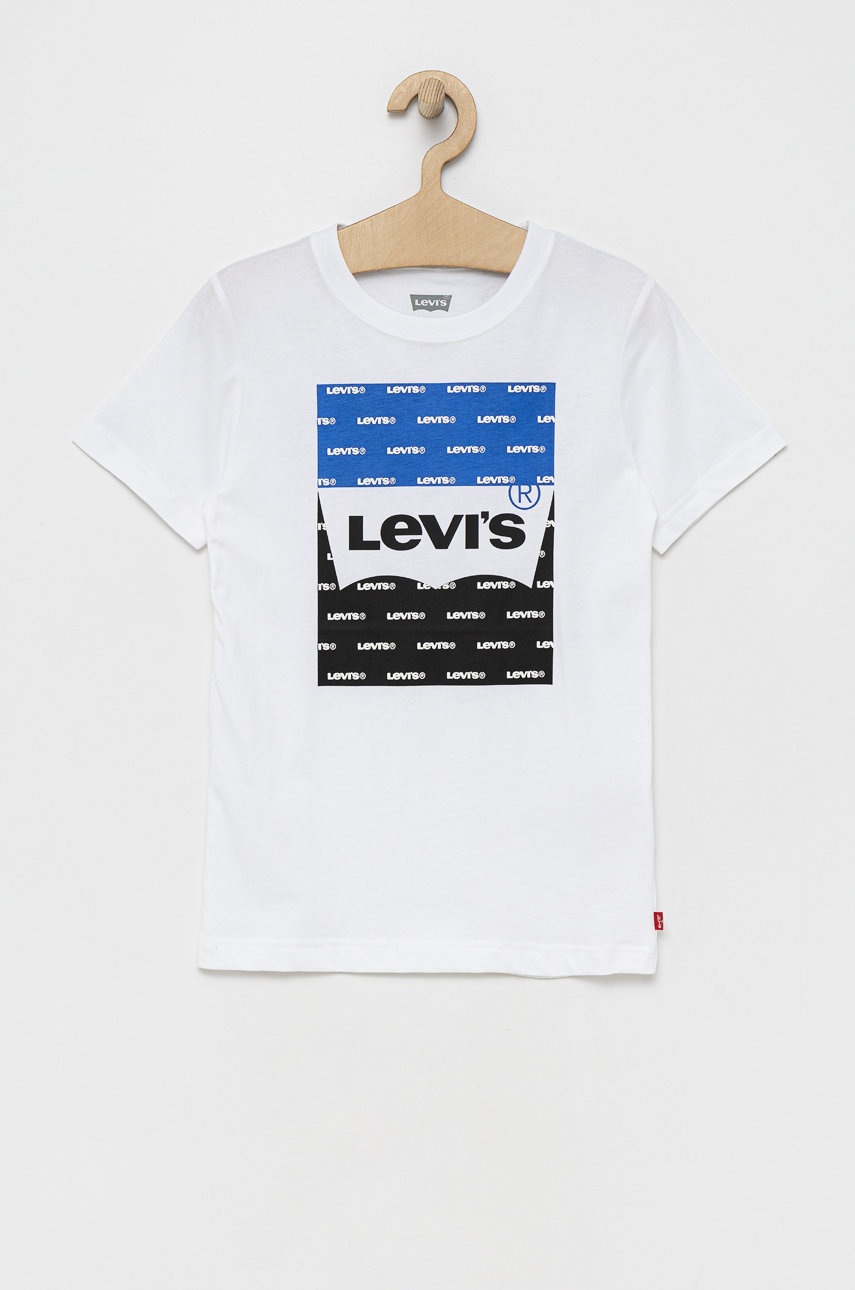 

Детска памучна тениска Levi's в бяло с принт, Бял