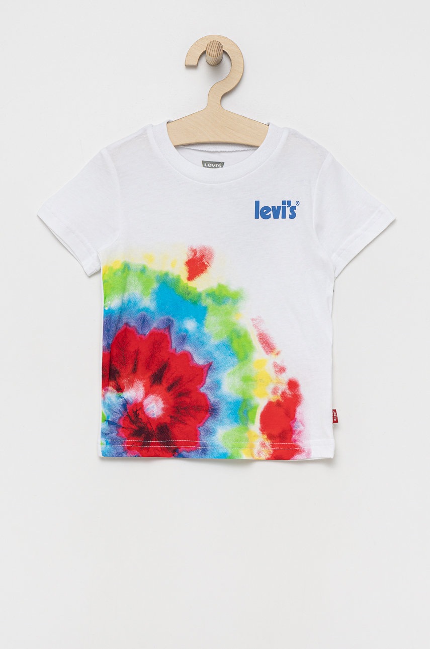 

Детска памучна тениска Levi's в бяло с принт, Бял