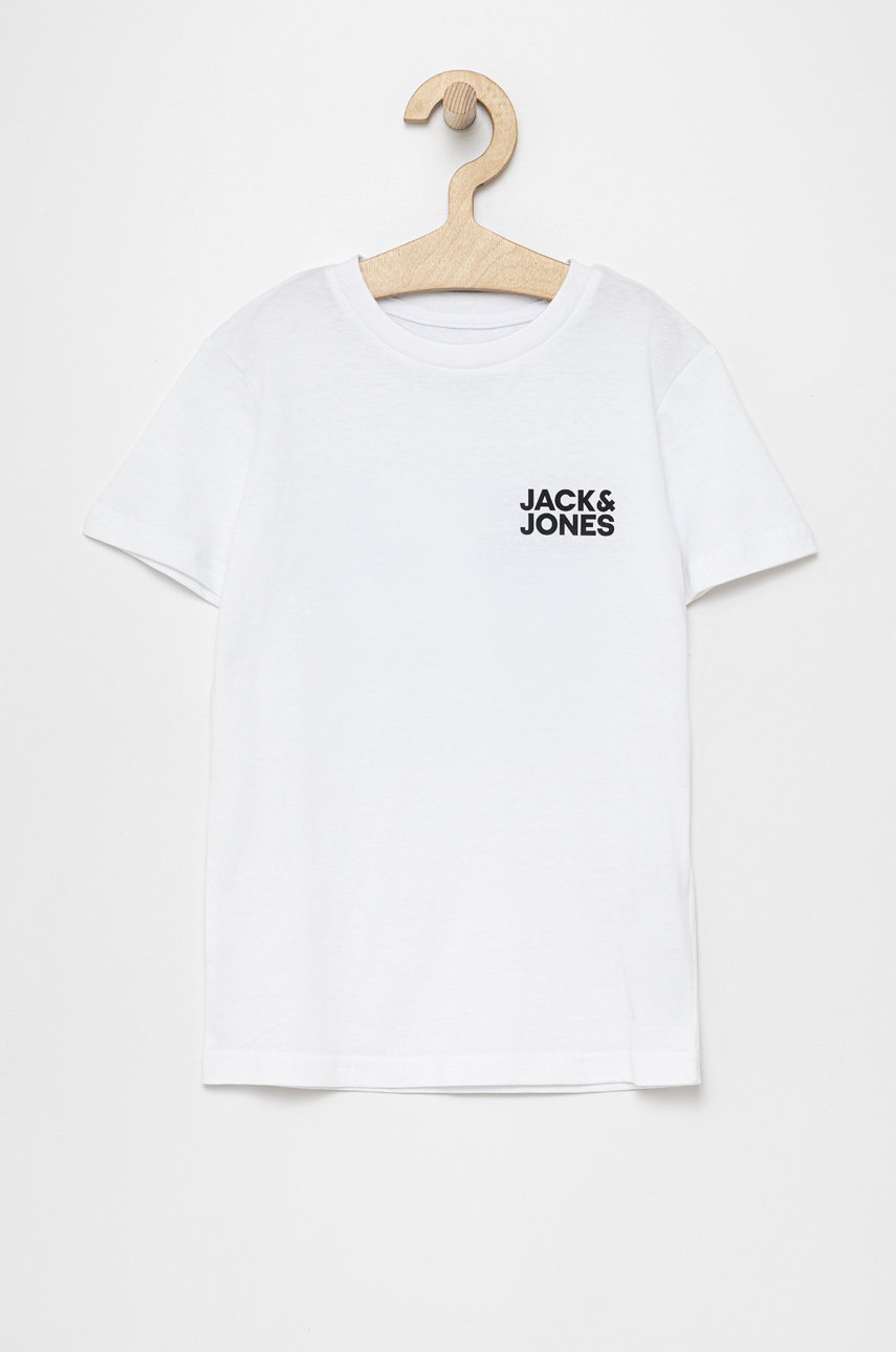 

Детска памучна тениска Jack & Jones в бяло с принт, Бял