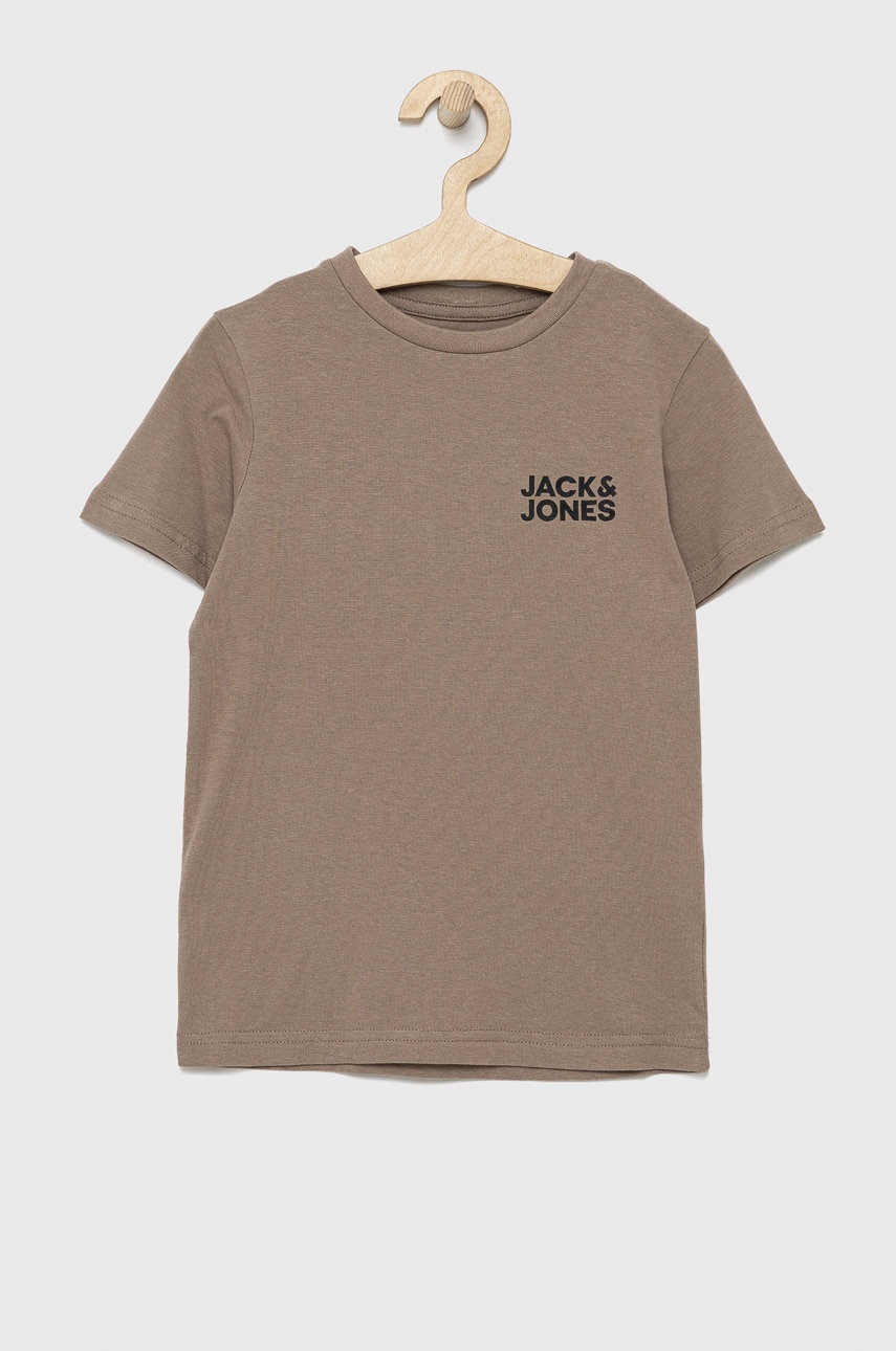 Jack & Jones tricou de bumbac pentru copii culoarea maro, cu imprimeu