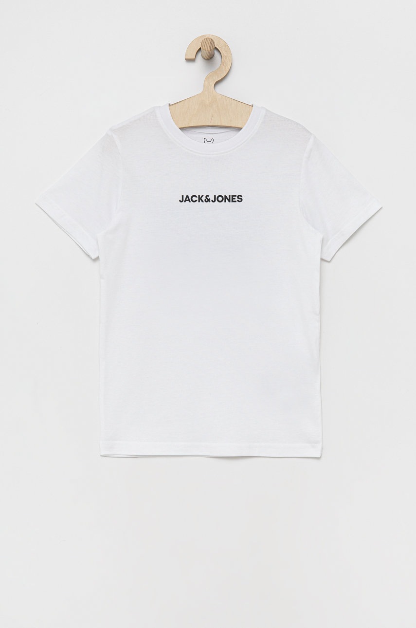 

Детска памучна тениска Jack & Jones в бяло с принт, Бял