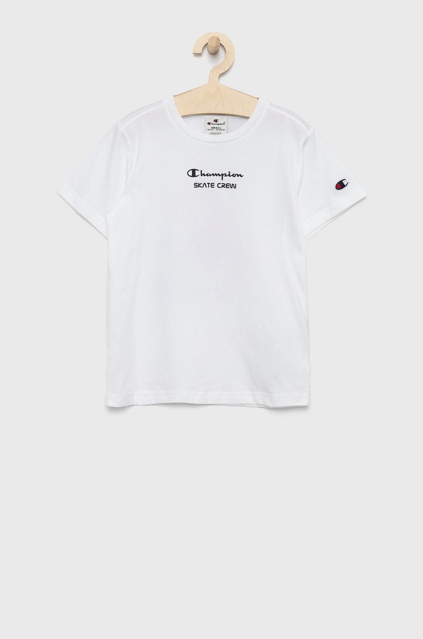 Champion tricou de bumbac pentru copii 305990 culoarea alb, cu imprimeu