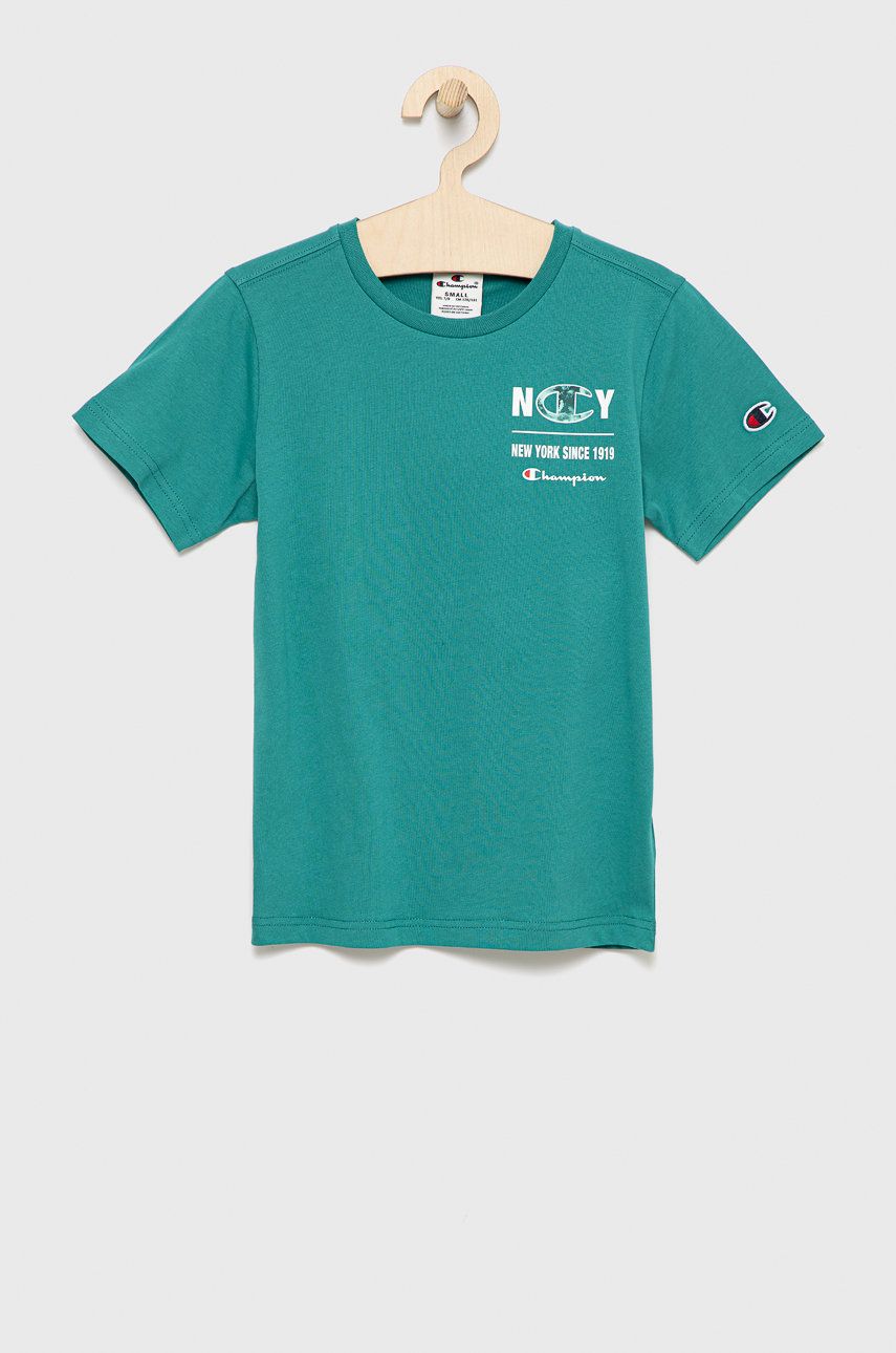 Champion tricou de bumbac pentru copii 305991 culoarea verde, cu imprimeu
