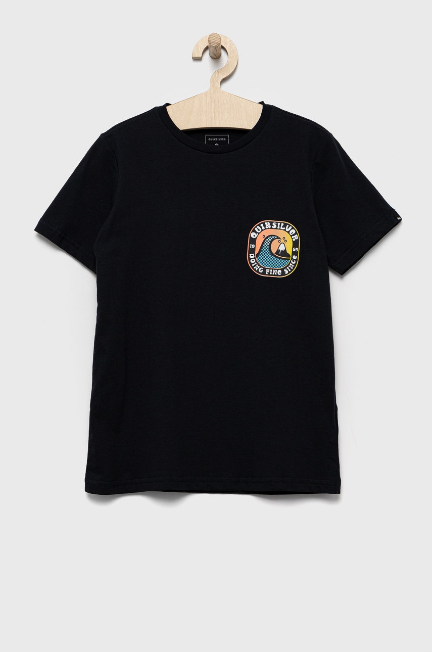 Quiksilver tricou de bumbac pentru copii culoarea albastru marin, cu imprimeu