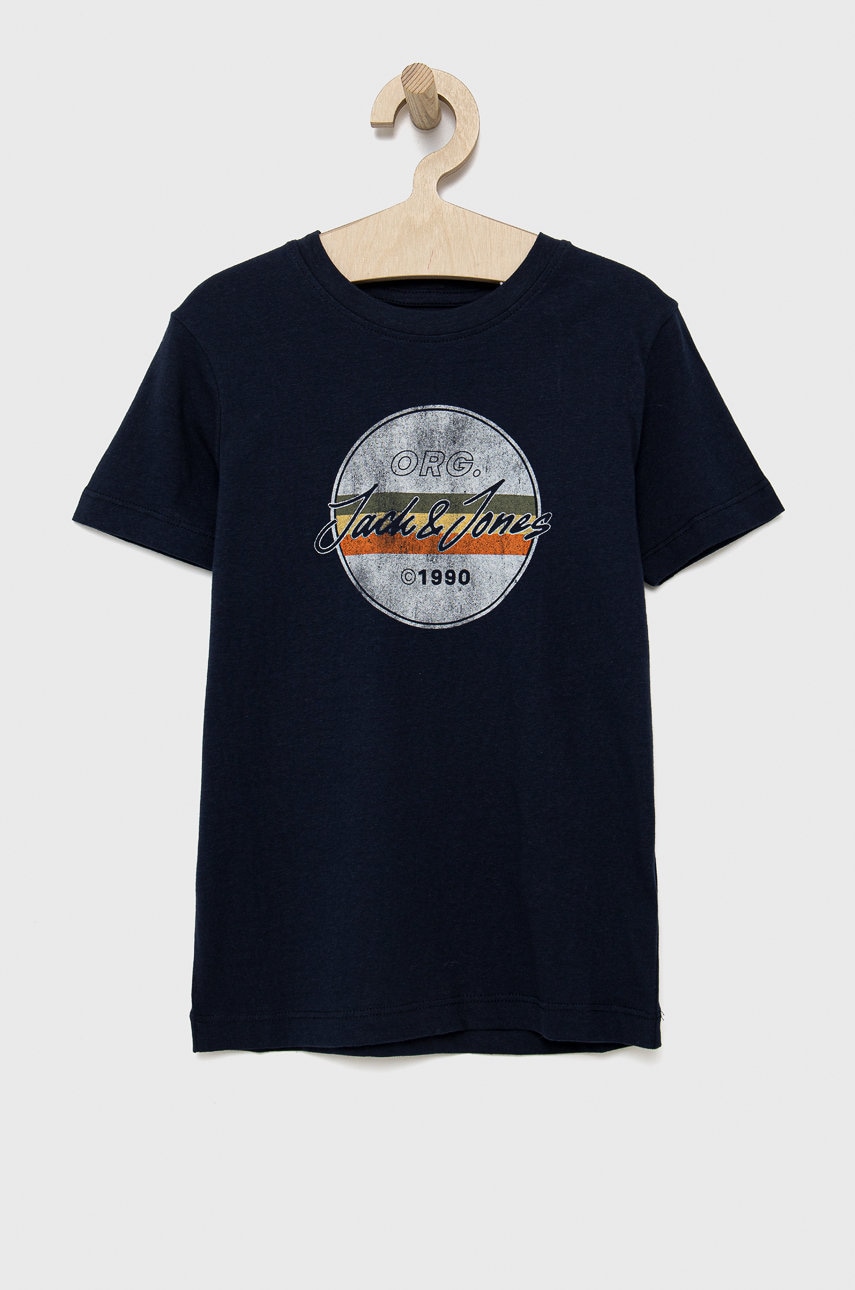 Jack & Jones tricou de bumbac pentru copii culoarea albastru marin, cu imprimeu