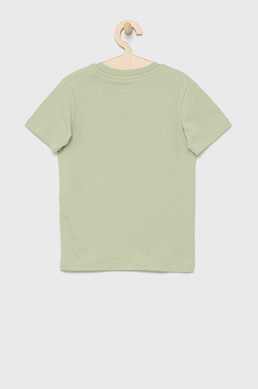 

Детская хлопковая футболка Jack & Jones цвет зелёный с принтом