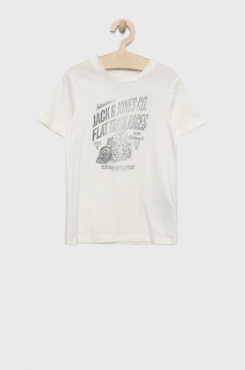 Jack & Jones tricou de bumbac pentru copii culoarea alb, cu imprimeu