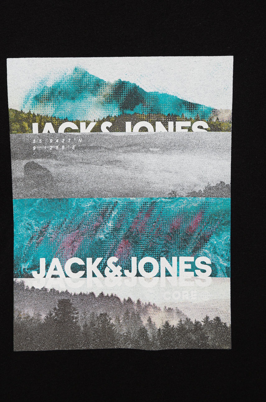 

Детская хлопковая футболка Jack & Jones цвет чёрный с принтом
