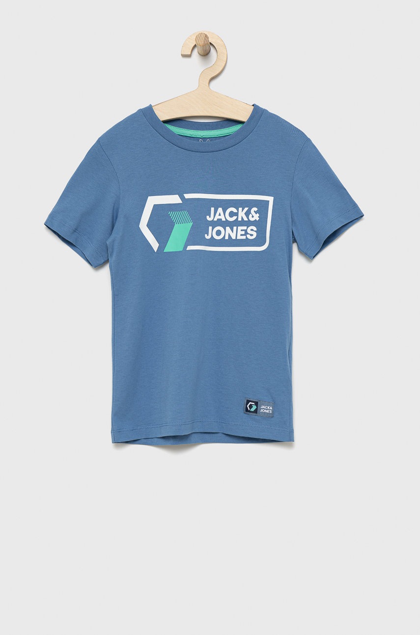 

Детска памучна тениска Jack & Jones с принт, Син