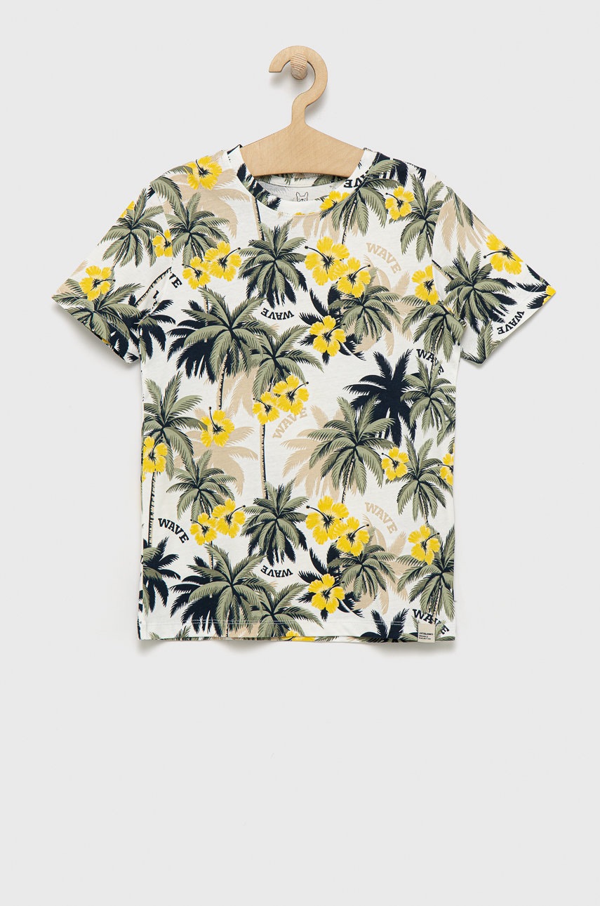 

Детска памучна тениска Jack & Jones в бежово с десен, Бежов