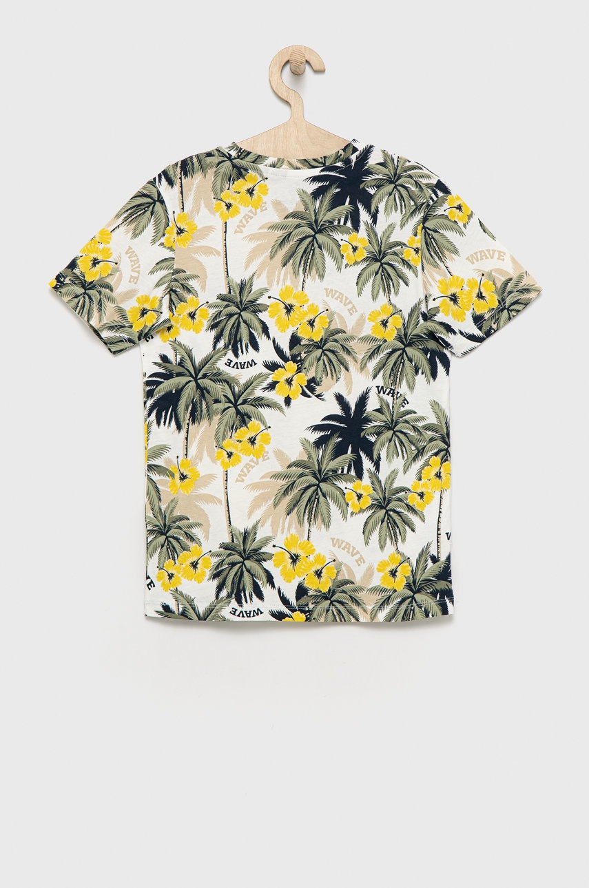 

Детская хлопковая футболка Jack & Jones цвет бежевый узорный