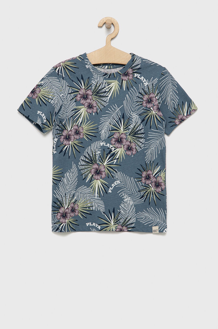 

Детска памучна тениска Jack & Jones с десен, Син
