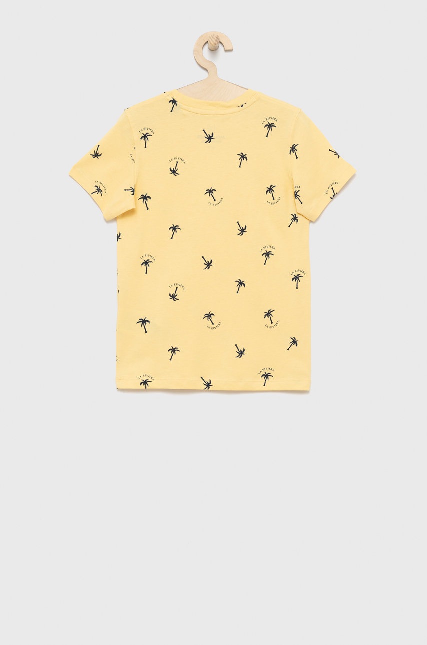 

Дитяча бавовняна футболка Jack & Jones колір бежевий візерунок